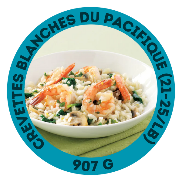 Crevettes blanches du Pacifique (21-25/lb)