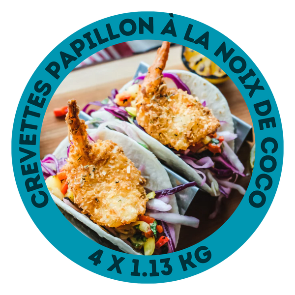 Crevettes papillon panées à la noix de coco (21-25/lb)