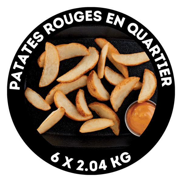 Pommes de terre rouges en quartier