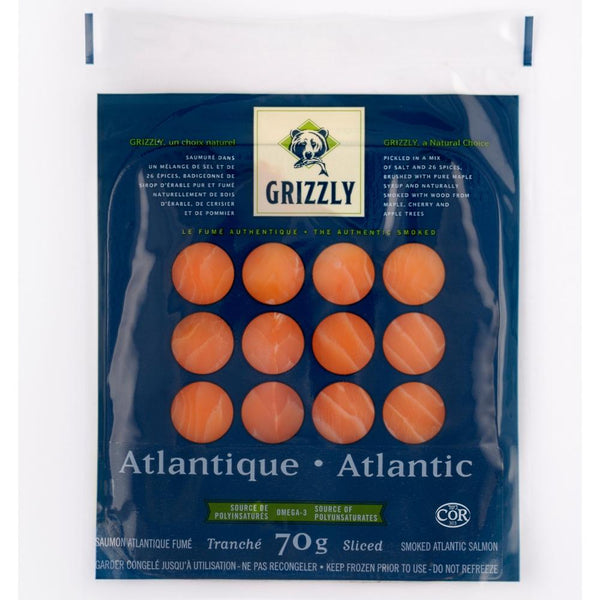 Saumon fumé de l'Atlantique tranché et surgelé