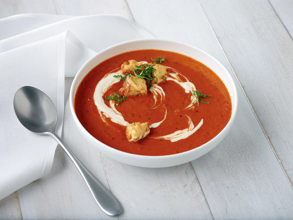 Bisque de tomates et poivrons rouges rôtis