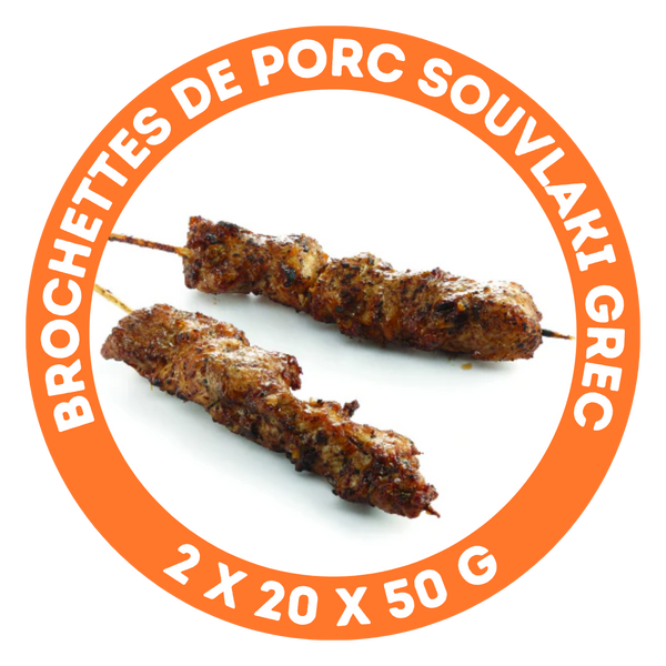 Brochettes de porc souvlaki marinées à la Grec