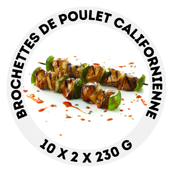 Brochettes de poulet et légumes marinées avec sauce californienne