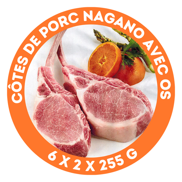 Côtes de porc Nagano avec os (prix au kilo) (9 onces)