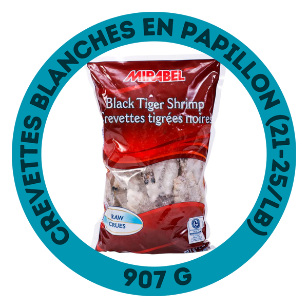 Crevettes blanches du Pacifique en papillon (21-25/lb)