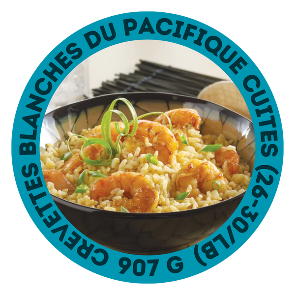 Crevettes blanches du Pacifique cuites (26-30/lb)