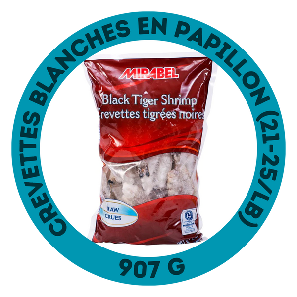 Crevettes blanches du Pacifique en papillon (21-25/lb)