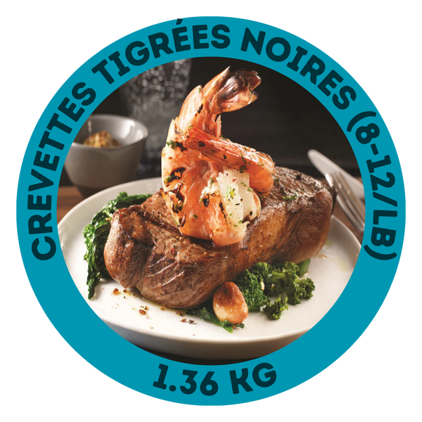 Crevettes tigrées noires (8-12/lb)