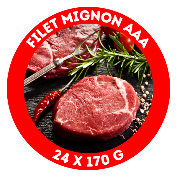 Filet de Boeuf AAA - coupe du centre (24x170 g) (prix au kilo)