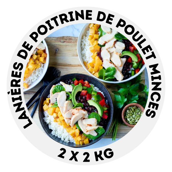 Lanières de poitrine de poulet minces