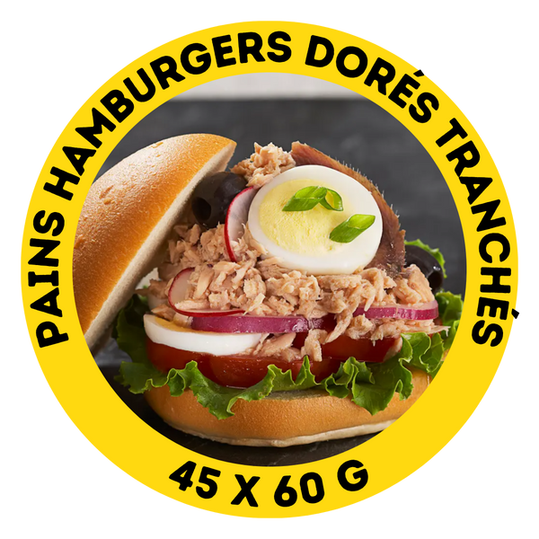 Pains hamburgers dorés tranchés