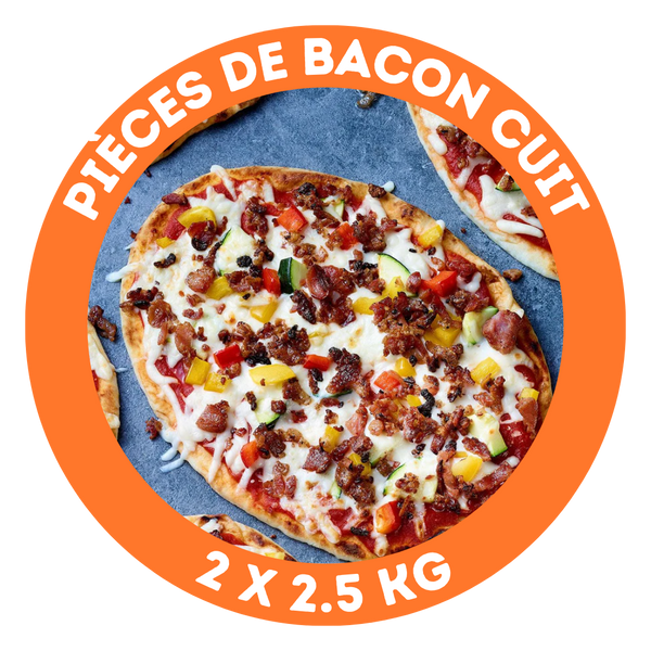 Pièces de bacon cuit