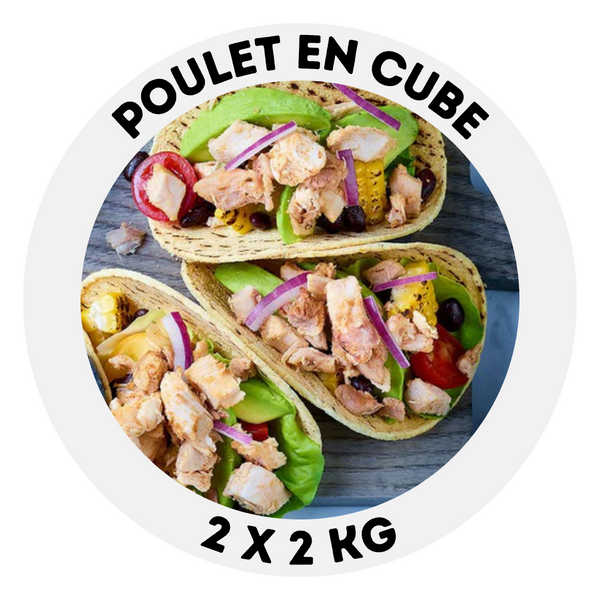 Poulet en cube (60 % blanc et 40 % brun)