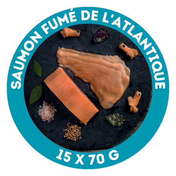 Saumon fumé de l'Atlantique tranché et surgelé