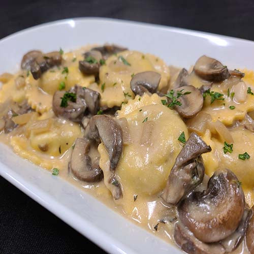 Ravioli aux champignons grillés